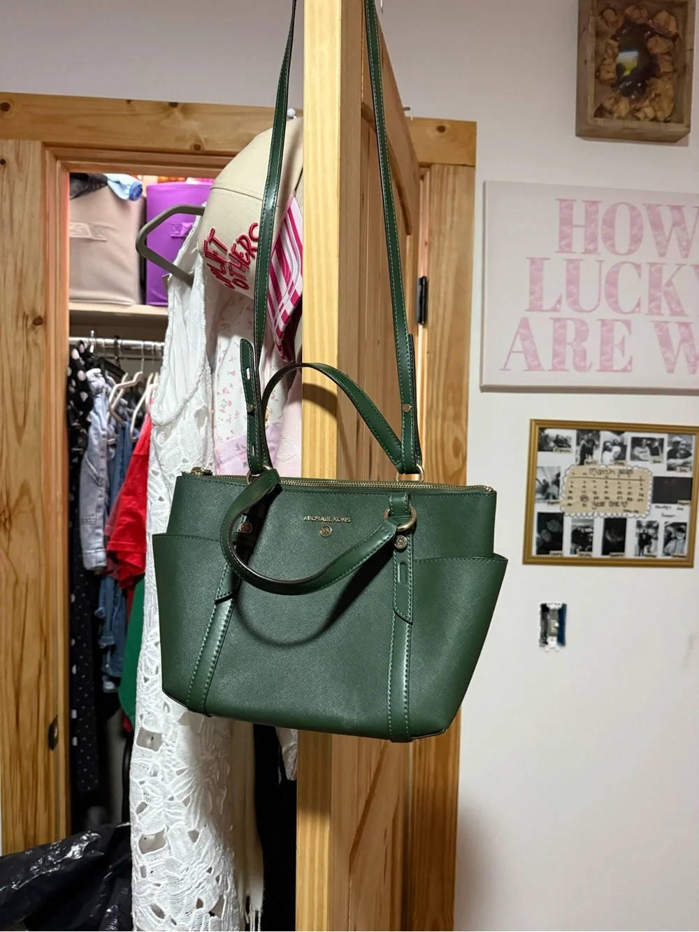 Michael Kors Dark Green Saffiano Leather Tote